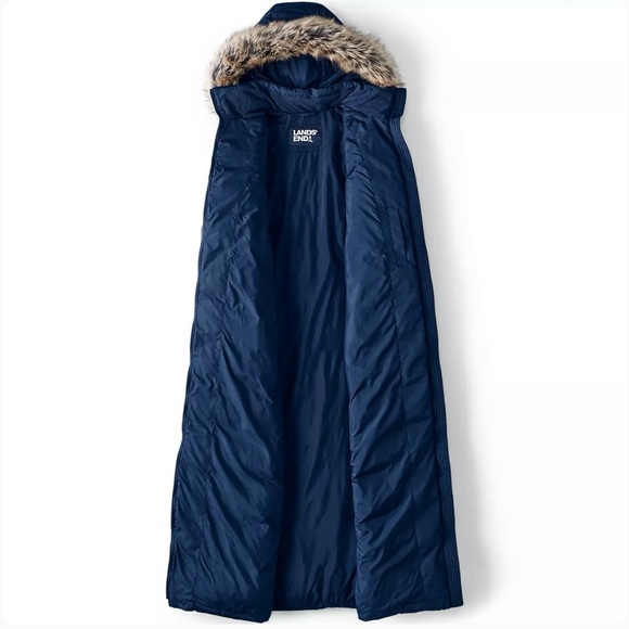 Lands’ End NWT Women’s Max 600 Down Long Maxi Coat in Navy - Picture 5 of 6